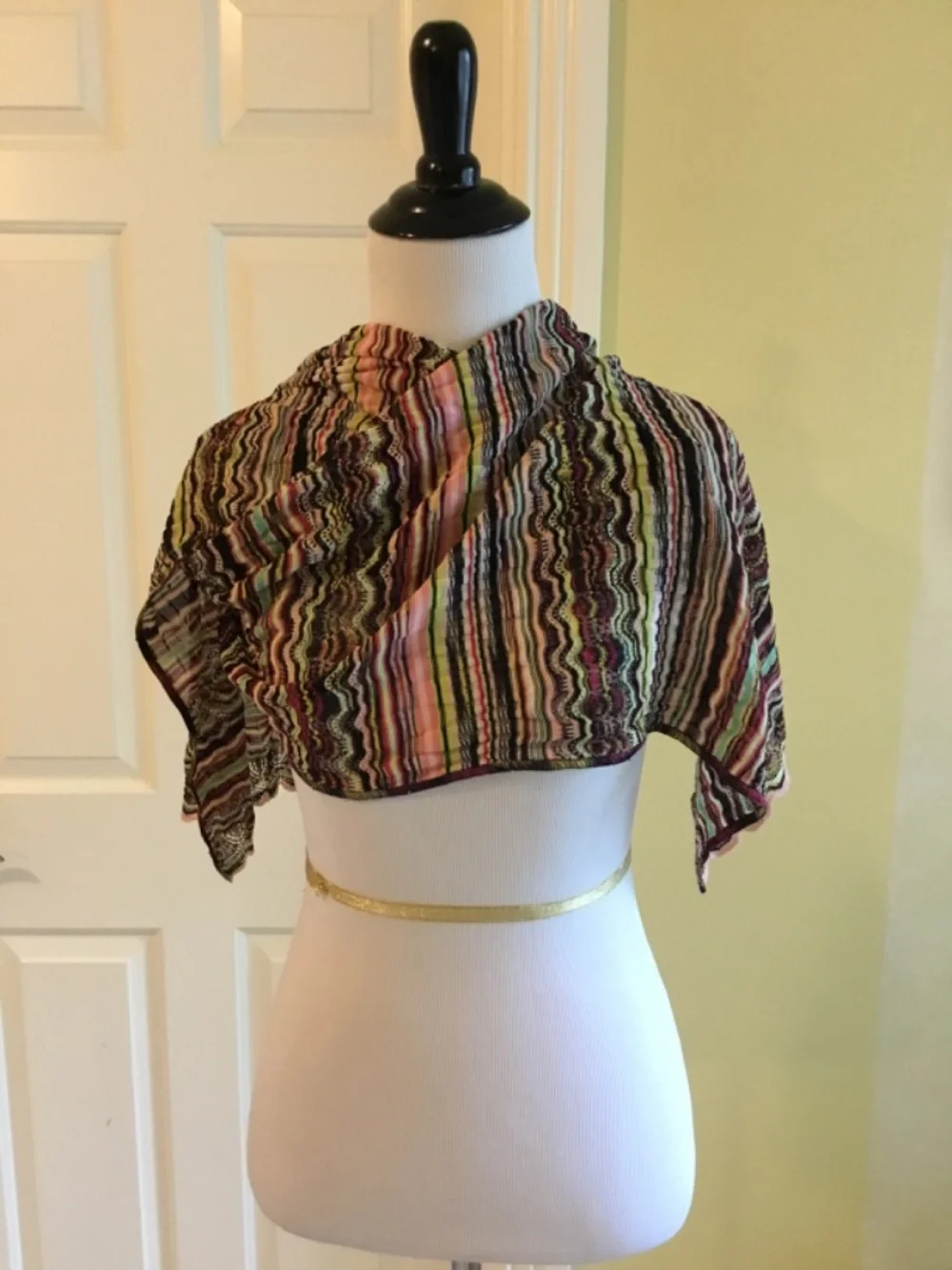 Missoni Italy Multicolor Knit Open Front Long Scarf Cardigan Shrug